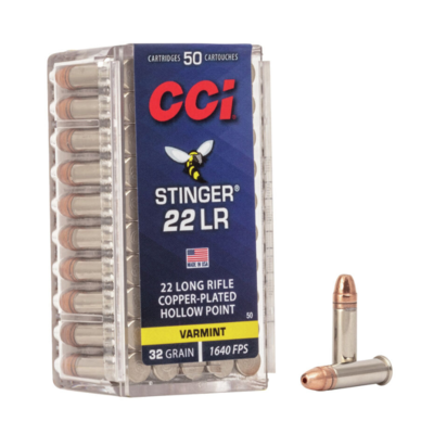 Munições CCI - .22 LR - Stinger CP HP - 32grains